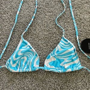 Lulus Blue and White Striped Triangle Bikini Top